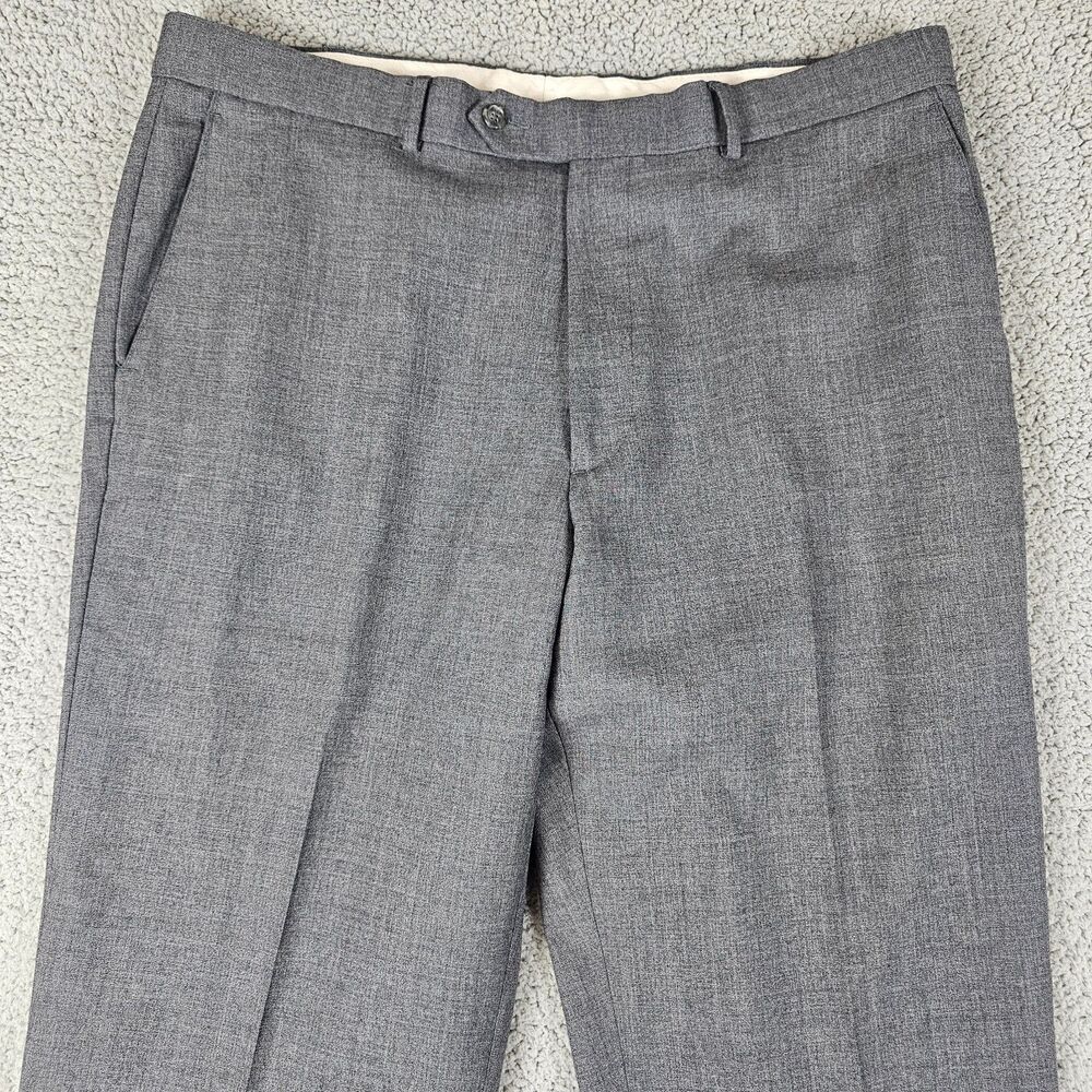 Haspel Pants Mens 38x36 Tall Gray Worsted Wool Regular Fit Flat Front Trouser
